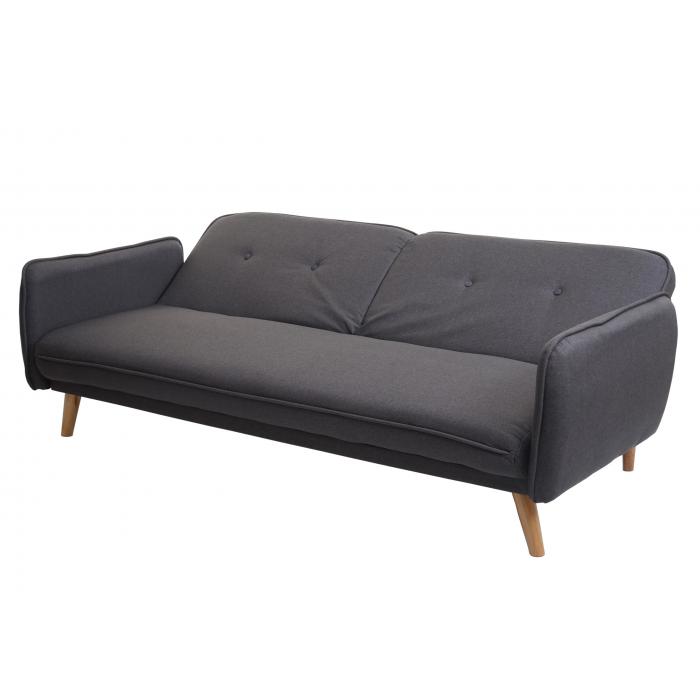 Schlafsofa HWC-J18, Couch Klappsofa Gstebett Bettsofa, Schlaffunktion Stoff/Textil 185cm ~ anthrazit-grau