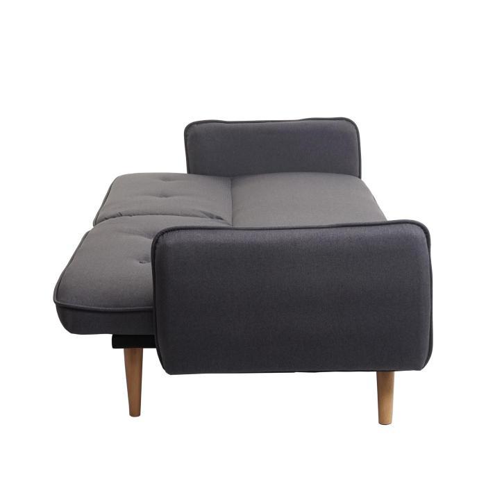 Schlafsofa HWC-J18, Couch Klappsofa Gstebett Bettsofa, Schlaffunktion Stoff/Textil 185cm ~ anthrazit-grau