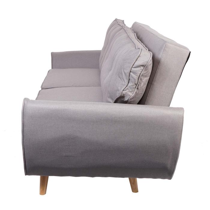 3er-Sofa HWC-J19, Couch Klappsofa Lounge-Sofa, Schlaffunktion 203cm ~ Stoff/Textil grau