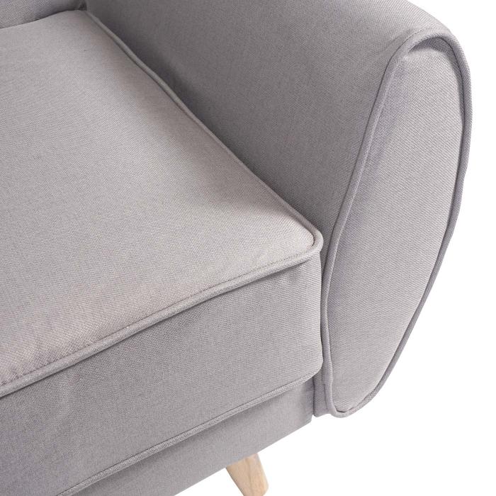 3er-Sofa HWC-J19, Couch Klappsofa Lounge-Sofa, Schlaffunktion 203cm ~ Stoff/Textil grau