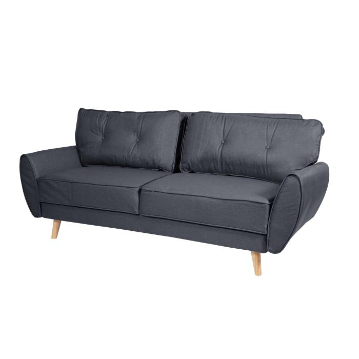 3er-Sofa HWC-J19, Couch Klappsofa Lounge-Sofa, Schlaffunktion ~ Stoff/Textil anthrazit