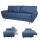 3er-Sofa HWC-J19, Couch Klappsofa Lounge-Sofa, Schlaffunktion ~ Stoff/Textil blau