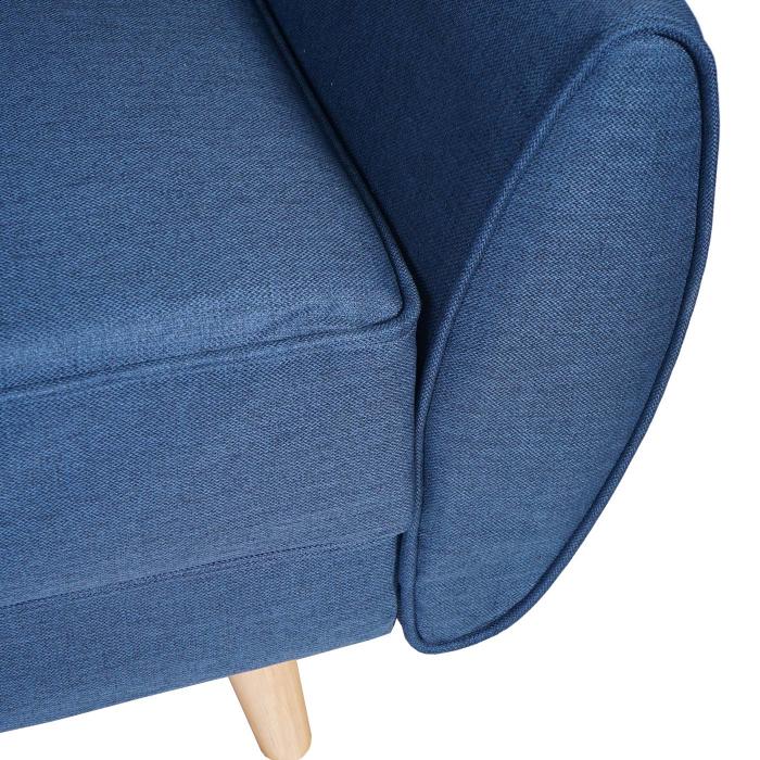 3er-Sofa HWC-J19, Couch Klappsofa Lounge-Sofa, Schlaffunktion 203cm ~ Stoff/Textil blau