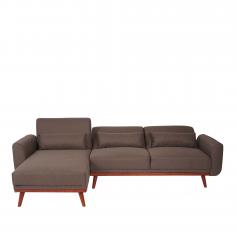 Sofa HWC-J20, Couch Ecksofa, L-Form 3-Sitzer Liegefläche Schlaffunktion Stoff/Textil 280cm ~ braun