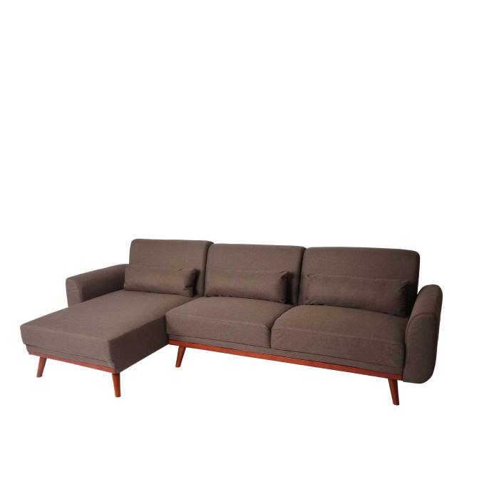 Sofa HWC-J20, Couch Ecksofa, L-Form 3-Sitzer Liegeflche Schlaffunktion Stoff/Textil 280cm ~ braun