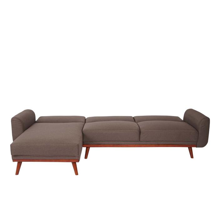 Sofa HWC-J20, Couch Ecksofa, L-Form 3-Sitzer Liegeflche Schlaffunktion Stoff/Textil 280cm ~ braun