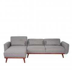 Sofa HWC-J20, Couch Ecksofa, L-Form 3-Sitzer Liegefläche Schlaffunktion Stoff/Textil 280cm ~ grau