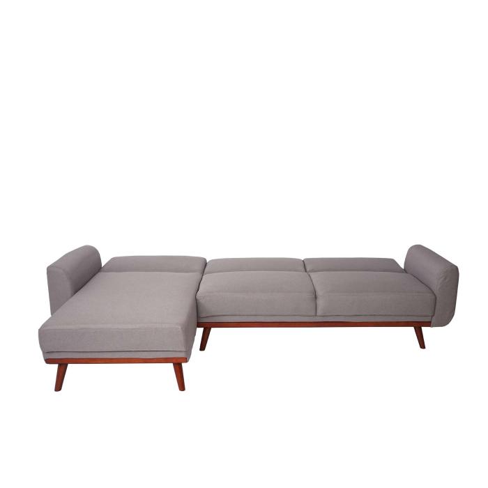 Sofa HWC-J20, Couch Ecksofa, L-Form 3-Sitzer Liegeflche Schlaffunktion Stoff/Textil 280cm ~ grau