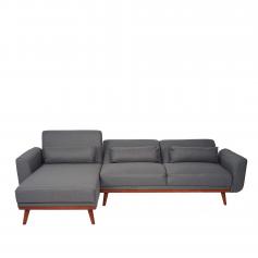 Sofa HWC-J20, Couch Ecksofa, L-Form 3-Sitzer Liegefläche Schlaffunktion Stoff/Textil ~ anthrazit-grau