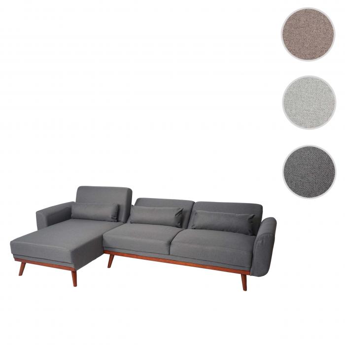 Sofa HWC-J20, Couch Ecksofa, L-Form 3-Sitzer Liegeflche Schlaffunktion Stoff/Textil 280cm ~ anthrazit-grau