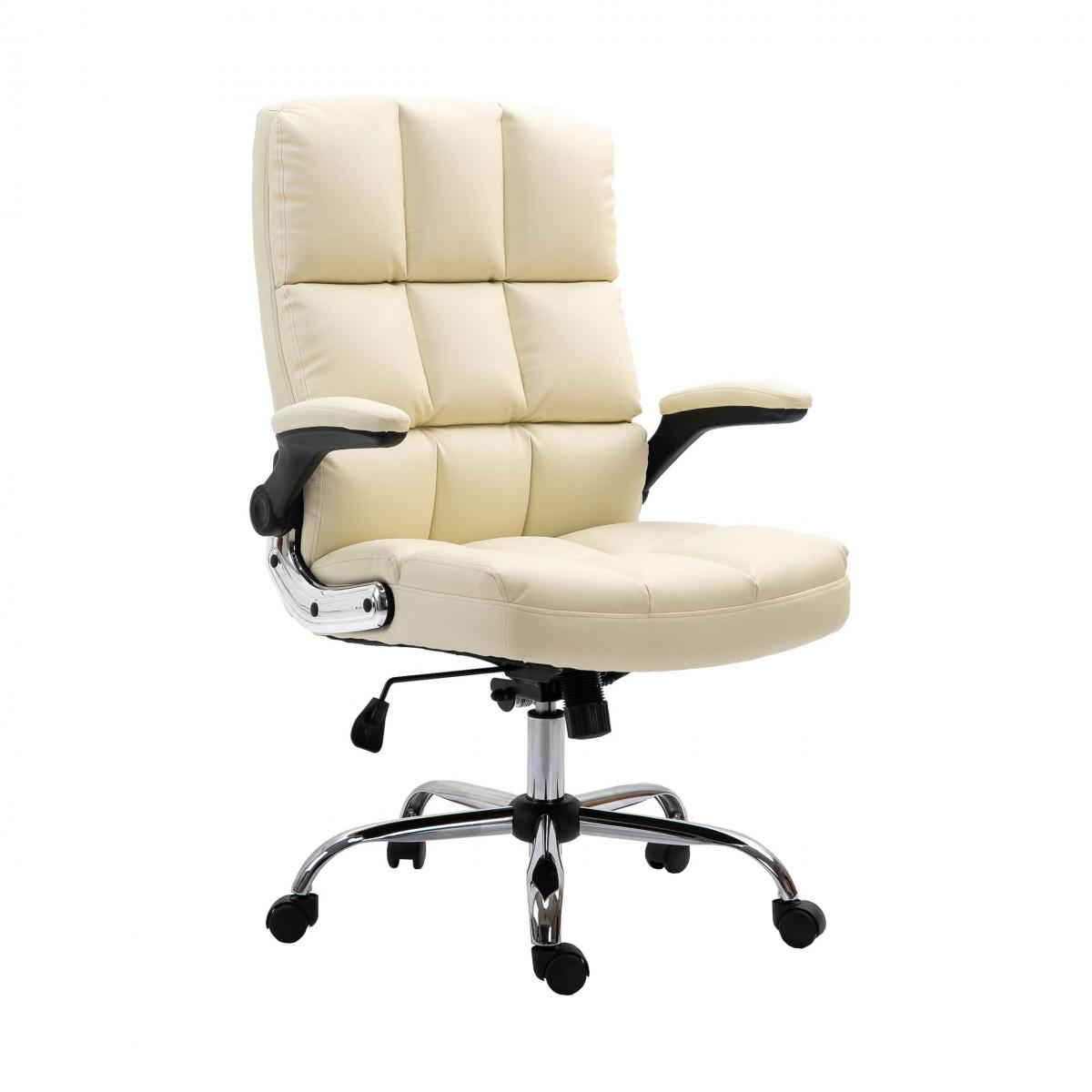 Brostuhl HWC-J21, Chefsessel Drehstuhl Schreibtischstuhl, hhenverstellbar ~ Kunstleder creme