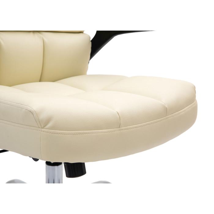 Brostuhl HWC-J21, Chefsessel Drehstuhl Schreibtischstuhl, hhenverstellbar ~ Kunstleder creme