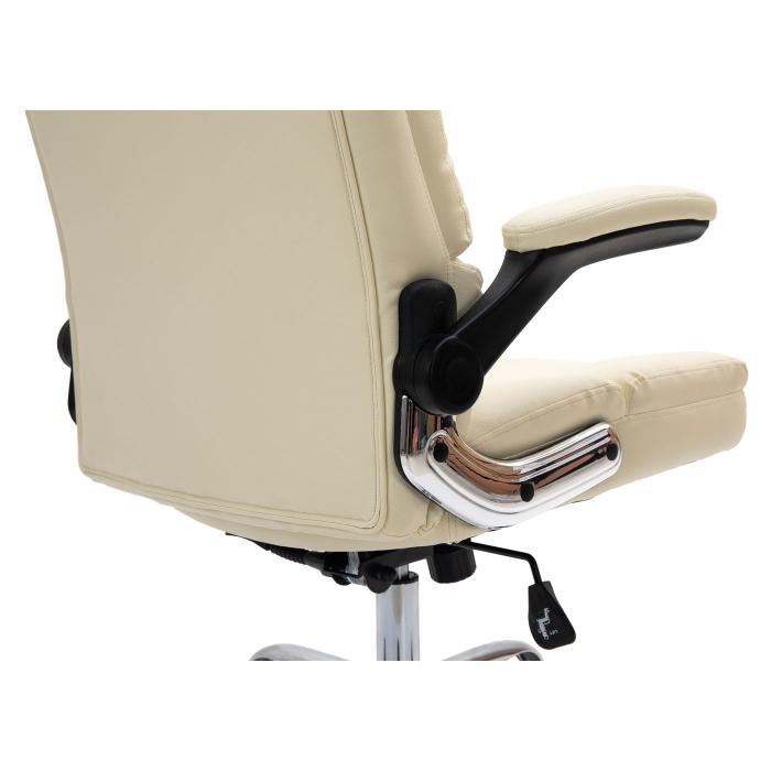 Brostuhl HWC-J21, Chefsessel Drehstuhl Schreibtischstuhl, hhenverstellbar ~ Kunstleder creme