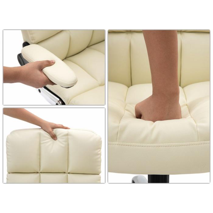 Brostuhl HWC-J21, Chefsessel Drehstuhl Schreibtischstuhl, hhenverstellbar ~ Kunstleder creme