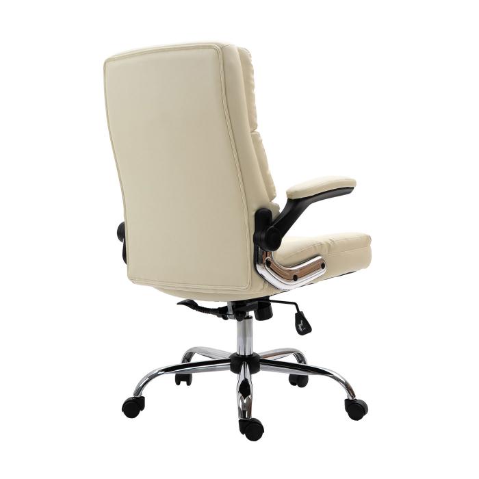 Brostuhl HWC-J21, Chefsessel Drehstuhl Schreibtischstuhl, hhenverstellbar ~ Kunstleder creme