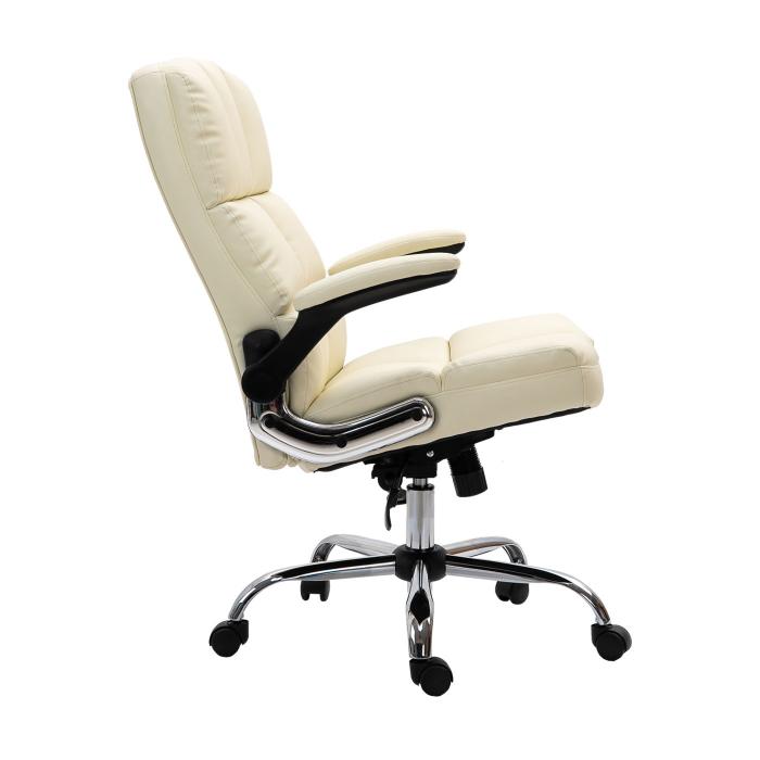 Brostuhl HWC-J21, Chefsessel Drehstuhl Schreibtischstuhl, hhenverstellbar ~ Kunstleder creme