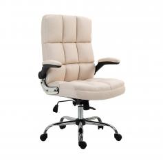 Bürostuhl HWC-J21, Chefsessel Drehstuhl Schreibtischstuhl, höhenverstellbar ~ Stoff/Textil creme-beige