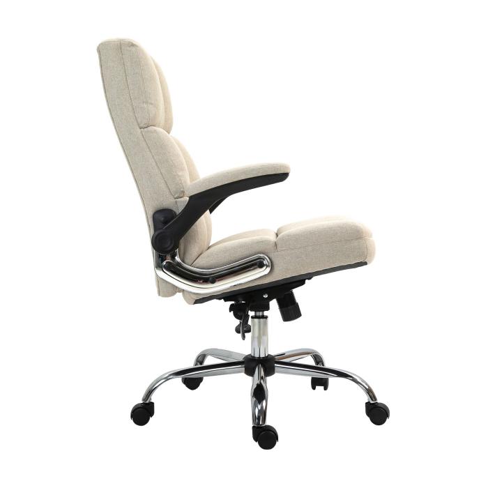 Brostuhl HWC-J21, Chefsessel Drehstuhl Schreibtischstuhl, hhenverstellbar ~ Stoff/Textil hellbraun