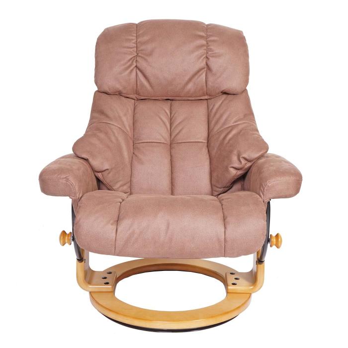 MCA Relaxsessel Calgary XXL, TV-Sessel Hocker, 180kg belastbar Stoff/Textil ~ braun, Gestell naturbraun