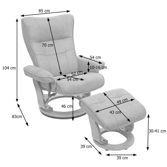 MCA Relaxsessel Montreal, Fernsehsessel Hocker, Stoff/Textil 130kg belastbar ~ antikbraun, naturbraun