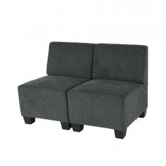 Modular 2-Sitzer Sofa Couch Lyon, Stoff/Textil ~ anthrazit-grau, ohne Armlehnen