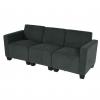 Modular 3-Sitzer Sofa Couch Lyon, Stoff/Textil ~ anthrazit-grau