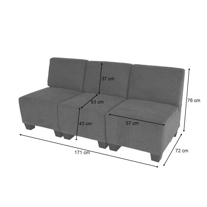 Modular 3-Sitzer Sofa Couch Lyon, Stoff/Textil ~ braun, ohne Armlehnen