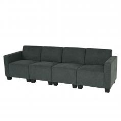 Modular 4-Sitzer Sofa Couch Lyon, Stoff/Textil ~ anthrazit-grau