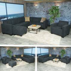 Modular Sofa-System Couch-Garnitur Lyon 6-2, Stoff/Textil ~ anthrazit-grau