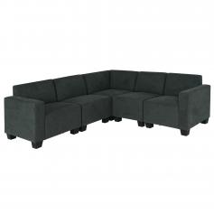 Modular Sofa-System Couch-Garnitur Lyon 5, Stoff/Textil ~ anthrazit-grau