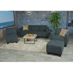 Modular Sofa-System Couch-Garnitur Lyon 3-1-1-1, Stoff/Textil ~ anthrazit-grau