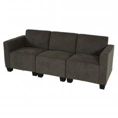Modular 3-Sitzer Sofa Couch Lyon, Stoff/Textil ~ braun