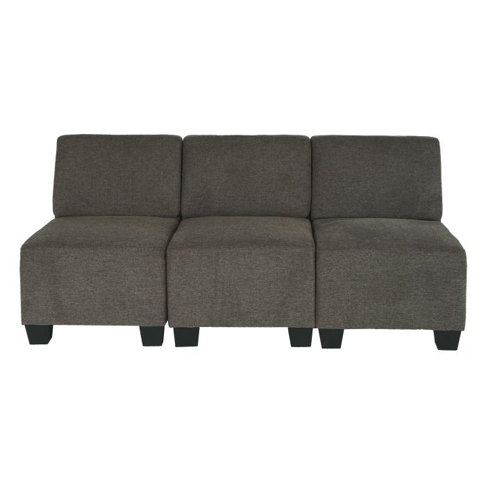 Modular 3-Sitzer Sofa Couch Lyon, Stoff/Textil ~ braun, ohne Armlehnen