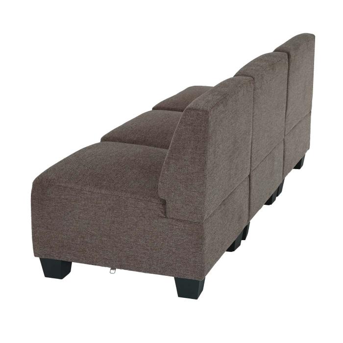 Modular 3-Sitzer Sofa Couch Lyon, Stoff/Textil ~ braun, ohne Armlehnen