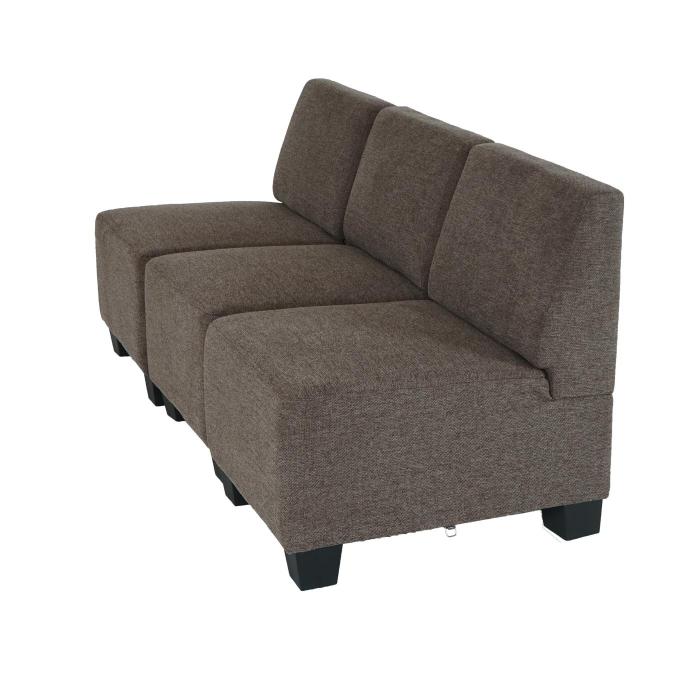 Modular 3-Sitzer Sofa Couch Lyon, Stoff/Textil ~ braun, ohne Armlehnen