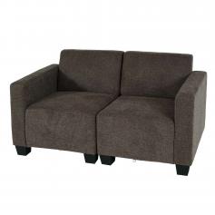 Modular 2-Sitzer Sofa Couch Lyon, Stoff/Textil ~ braun