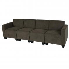 Modular 4-Sitzer Sofa Couch Lyon, Stoff/Textil ~ braun