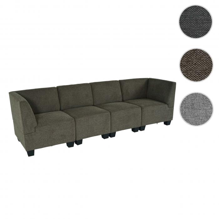 Modular 4-Sitzer Sofa Couch Lyon, Stoff/Textil ~ braun, hohe Armlehnen