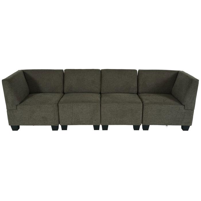 Modular 4-Sitzer Sofa Couch Lyon, Stoff/Textil ~ braun, hohe Armlehnen