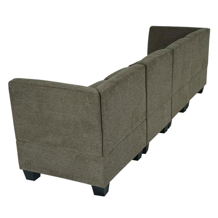 Modular 4-Sitzer Sofa Couch Lyon, Stoff/Textil ~ braun, hohe Armlehnen