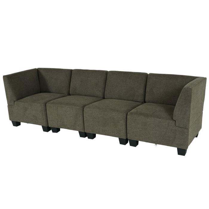 Modular 4-Sitzer Sofa Couch Lyon, Stoff/Textil ~ braun, hohe Armlehnen