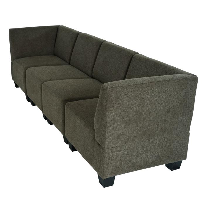 Modular 4-Sitzer Sofa Couch Lyon, Stoff/Textil ~ braun, hohe Armlehnen