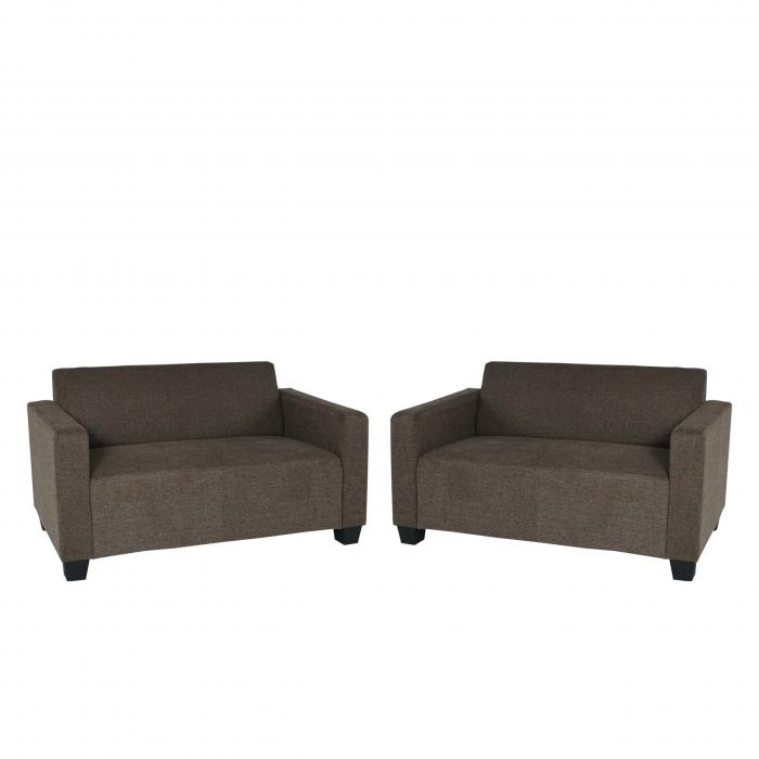 Sofa-Garnitur Couch-Garnitur 2x 2er Sofa Lyon Stoff/Textil ~ braun