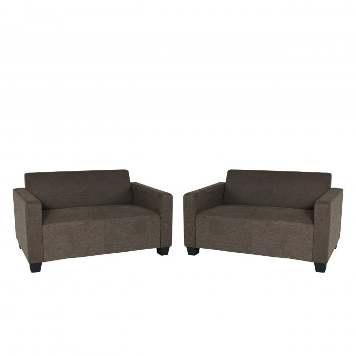 Sofa-Garnitur Couch-Garnitur 2x 2er Sofa Lyon Stoff/Textil ~ braun