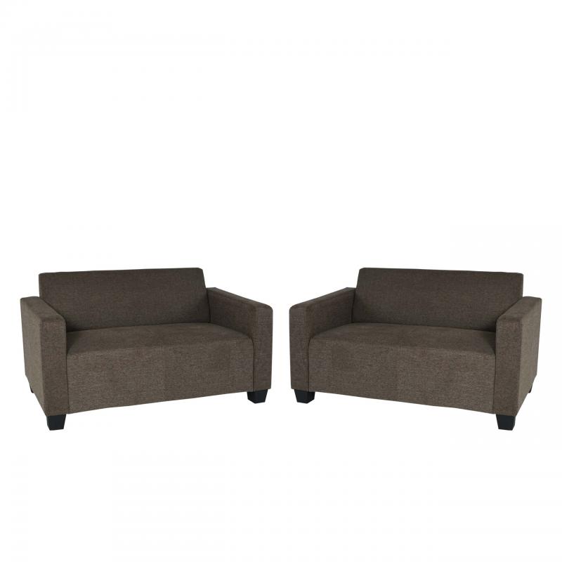 Sofa-Garnitur Couch-Garnitur 2x 2er Sofa Lyon Stoff/Textil ~ braun