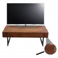 TV-Rack HWC-A15, Fernsehtisch Lowboard TV-Tisch, Tanne Holz rustikal massiv MVG-zertifiziert 40x120x60cm