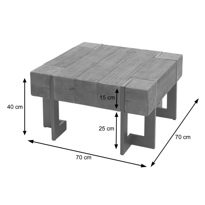 Couchtisch HWC-A15, Wohnzimmertisch, Tanne Holz rustikal massiv MVG-zertifiziert ~ braun 70x70cm