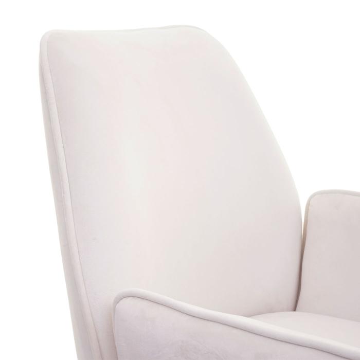 Esszimmerstuhl HWC-G67, Kchenstuhl Stuhl mit Armlehne, drehbar Auto-Position, Samt ~ creme-beige, Beine schwarz