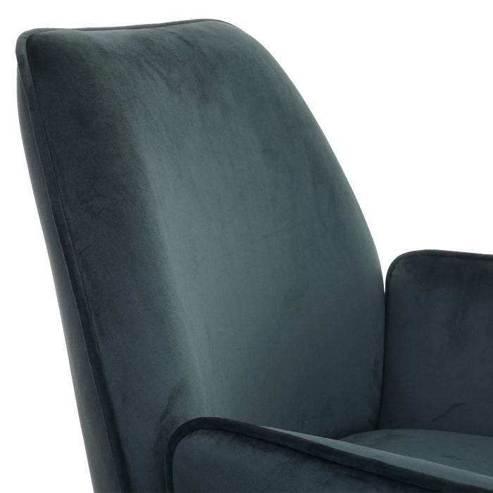 Esszimmerstuhl HWC-G67, Kchenstuhl Stuhl mit Armlehne, drehbar Auto-Position, Samt ~ grn, Beine schwarz