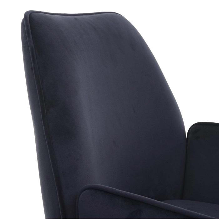 Esszimmerstuhl HWC-G67, Kchenstuhl Stuhl mit Armlehne, drehbar Auto-Position, Samt ~ anthrazit-blau, Beine schwarz